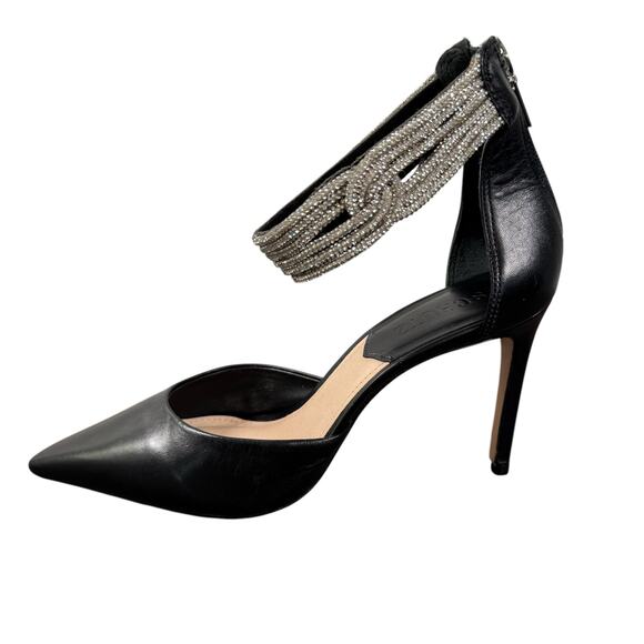 Schutz Carllie Pointed Toe Dress Pumps Black Stiletto Heels Bling Sleek Size 8B - Picture 1 of 12